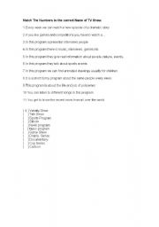 English Worksheet: TV programs