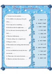 English Worksheet: TAG QUESTIONS