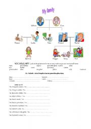 English Worksheet: WHO AM I?  FAMILY MEMBERS