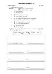 English Worksheet: going to