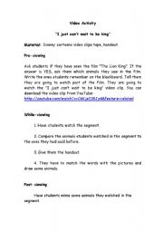 English Worksheet: video activity: The Lion King