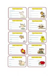 English Worksheet: Super student award