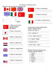 English Worksheet: countries