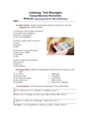 English Worksheet: Listening Activity: Text messaging, a Podcast