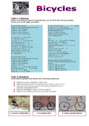 English Worksheet: Bicycles