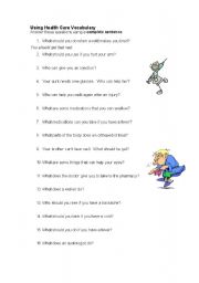 English Worksheet: Using Health Care vocabulary