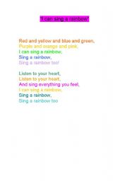 English Worksheet: I can sing a rainbow