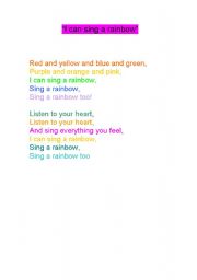 English worksheet: I can sing a rainbow