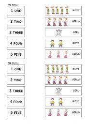 English Worksheet: Numbers-boy-girl