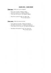 English worksheet: there was there were