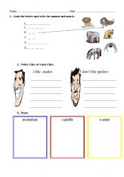 English worksheet: ANIMALS