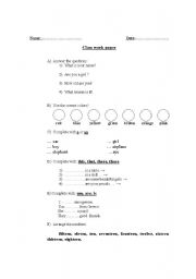 English Worksheet: classwork