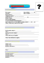 English Worksheet: identity - the get to know me id sheet