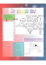 English Worksheet: My Colored Pens