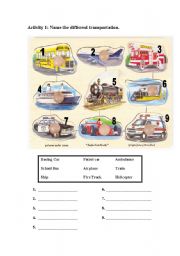 English Worksheet: Transportation