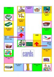 English Worksheet: school boardgame