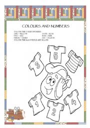 English Worksheet: COLOURS AND NUMBERS