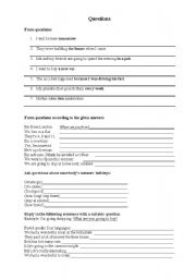 English worksheet: questions