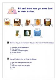 English Worksheet: They have got some food in their kitchen... Practising have got, some/any, there is/there are