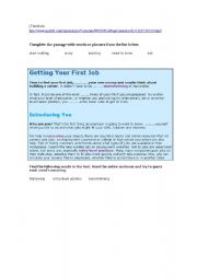 English worksheet: First Job