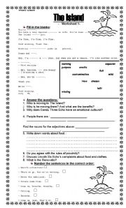 English Worksheet: The Island- Video Class- Worksheet 1