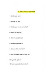 English Worksheet: We want to know about you