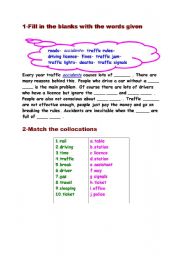 English worksheet: traffic 