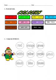 English worksheet: COLOURS