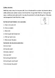 English worksheet: Lets meet  Amy!