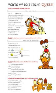 English Worksheet: Song: You�re my best friend - Queen