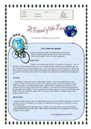 English Worksheet: A friend of Earth