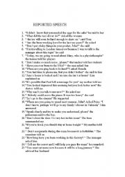 English Worksheet: reported speech