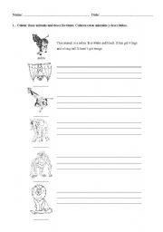 English worksheet: ANIMALS