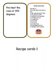 English worksheet: recipe cards set3