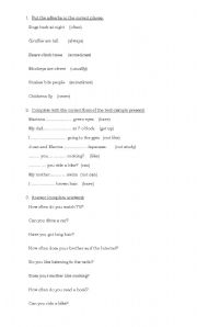 English worksheet: simple present practice