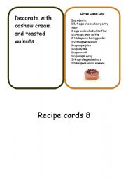 English worksheet: recipe cards set3