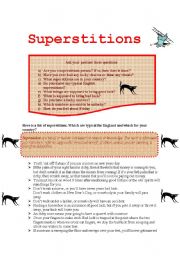 English Worksheet: Superstitions