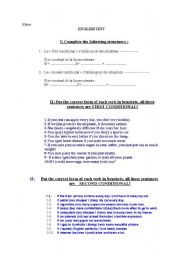 English Worksheet: test first and second conditionals
