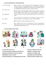 English Worksheet: BULLYING1 (PART 2)