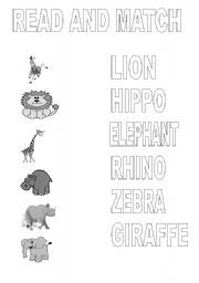 English worksheet: Animals. Read and match.