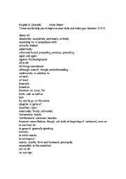 English Worksheet: Style Vocab list
