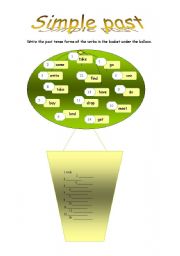 English Worksheet: SIMPLE PAST- regular - irregular verbs