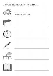 English worksheet: Write sentences with THIS IS....