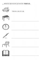 English Worksheet: Write sentences with THIS IS....