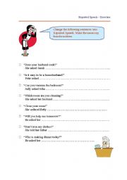 English Worksheet: reported speech