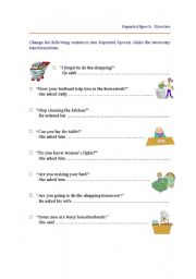 English Worksheet: reported speech