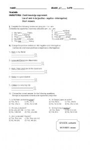 Negative and interrogative use of verb To Be, Short answers 