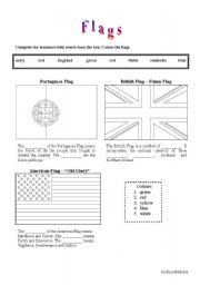 English Worksheet: Colour the flags