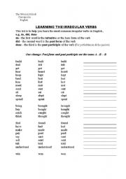 English worksheet: learning the past tenses