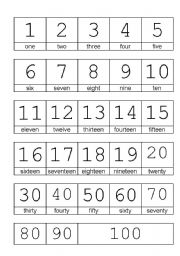 English Worksheet: Numbers 1 - 100